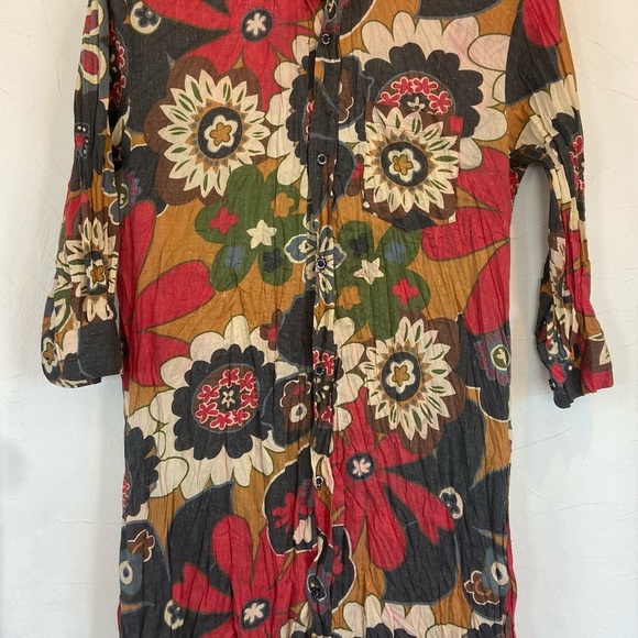 Floral Button-Up Dress with Belt - Picture 5 of 10